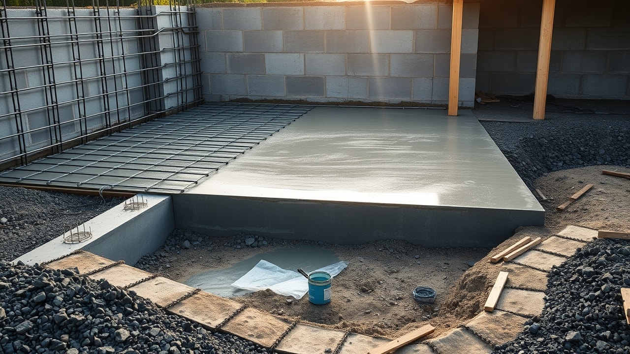 Fondations et dalle béton sur un chantier de gros œuvre à Clermont-Ferrand