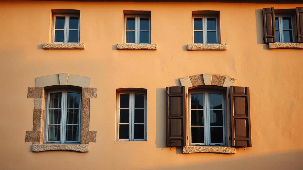 Façade rénovée en enduit à la chaux
