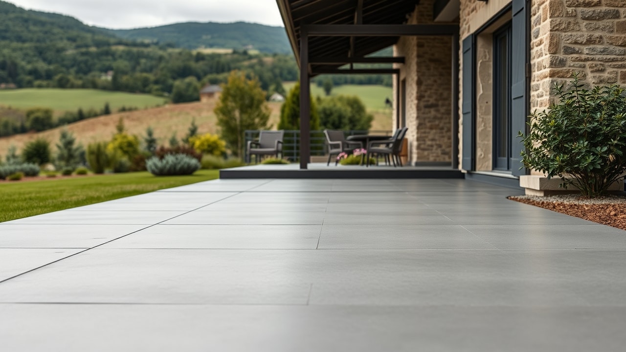 Terrasse béton extérieure terminée